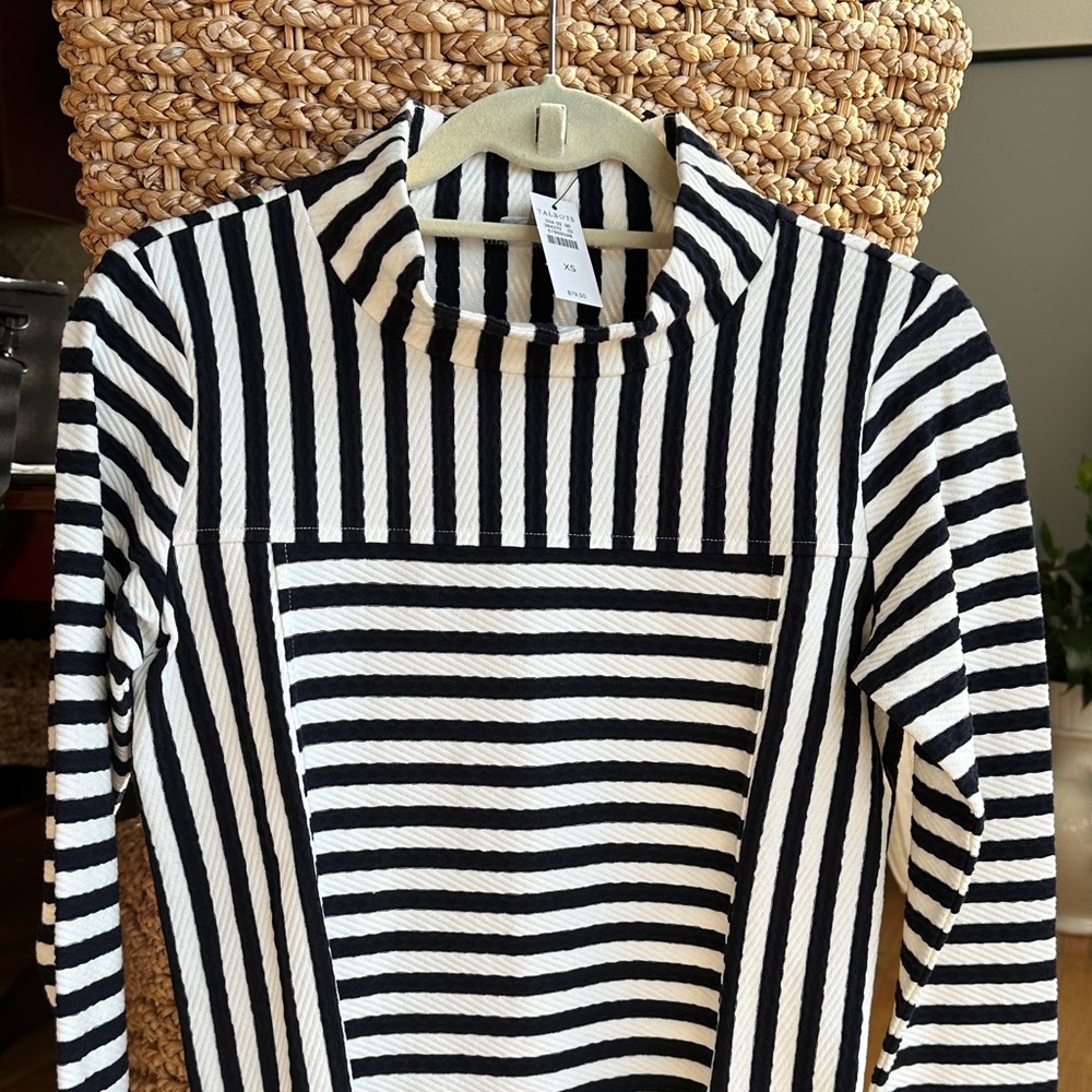 Talbots Navy and White Striped Top